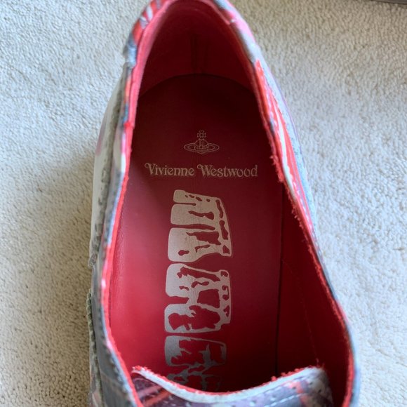 Stunning VIVIENNE WESTWOOD Red Tartan LEATHER Derby SHOES sz 40.5 EUR | 7.5 US